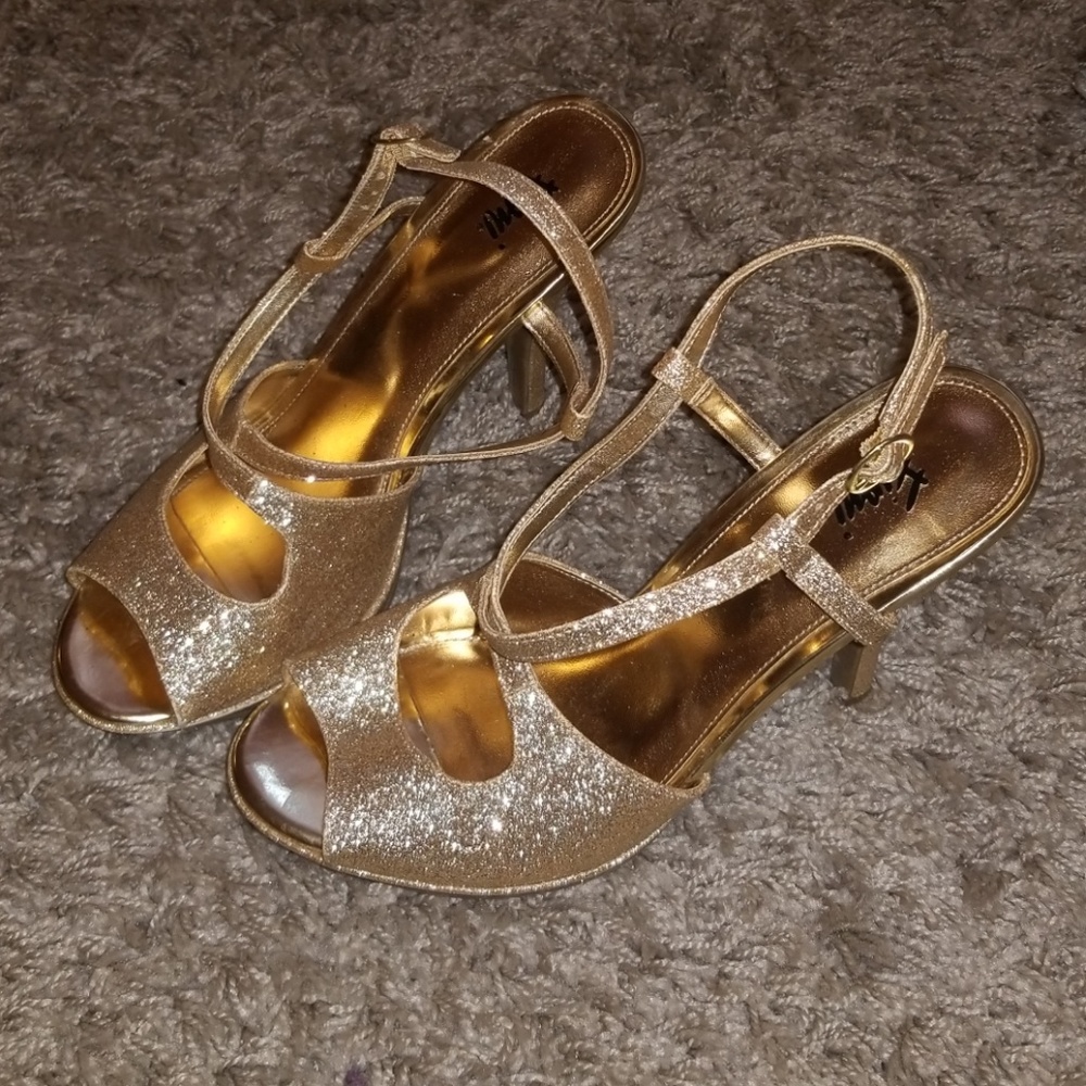 Sparkley Gold Strappy Heals